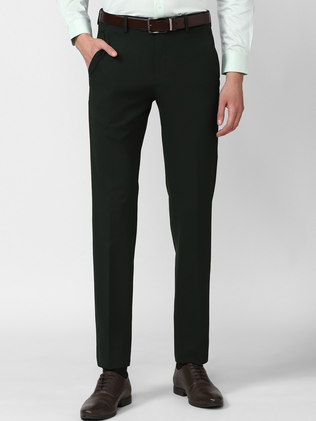 Buy Peter England Elite Men Black Slim Fit Formal Trousers - Trousers ...