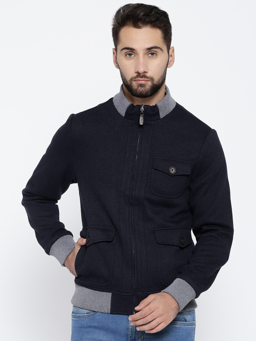 Buy U.S. Polo Assn. Men Navy Solid Bomber Jacket Jackets for Men