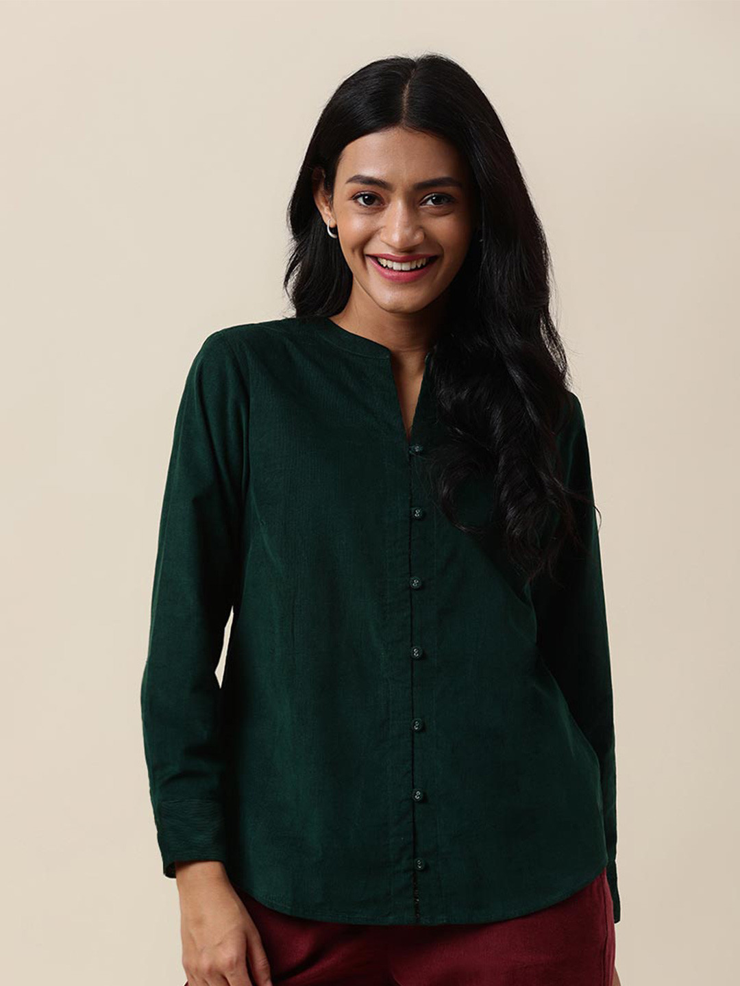 Mehndi Green Block Printed Casual Women Shirts