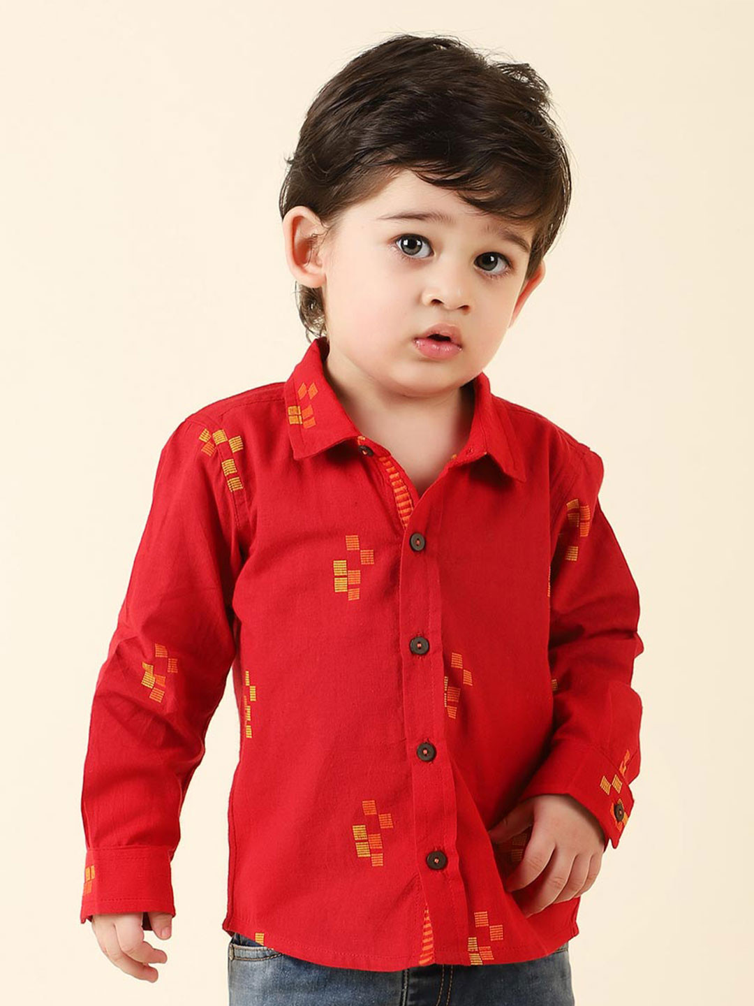 Buy Fabindia Boys Red Printed Cotton Casual Shirt Shirts for Boys