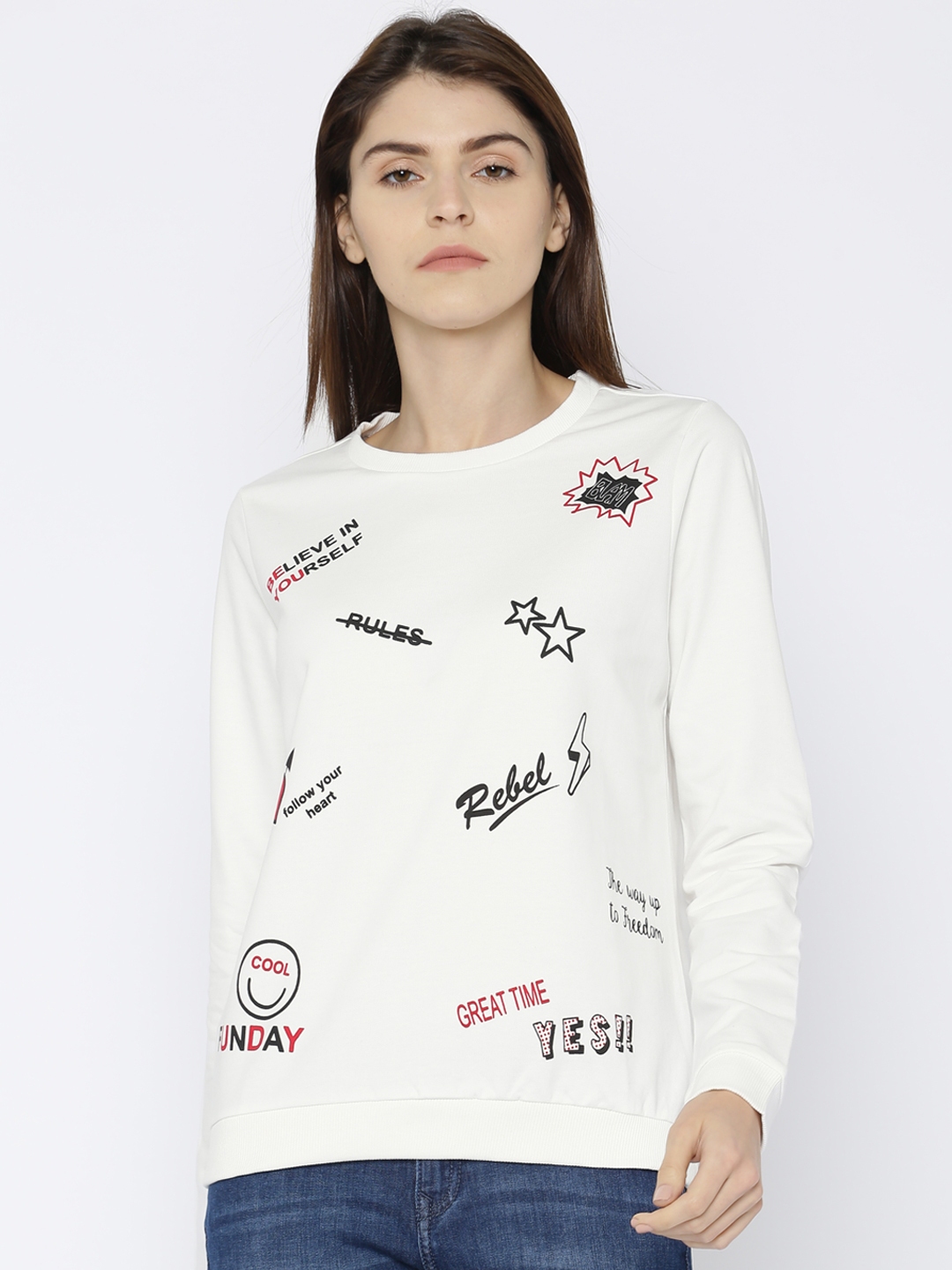 white printed sweatshirt