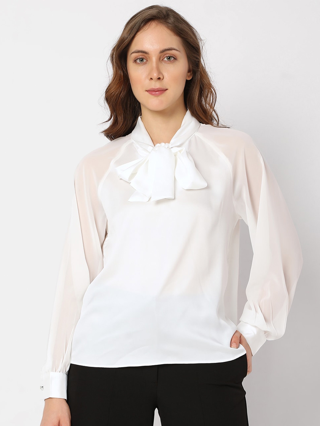 Buy Vero Moda White Tie Up Neck Top - Tops for Women 20928634 | Myntra