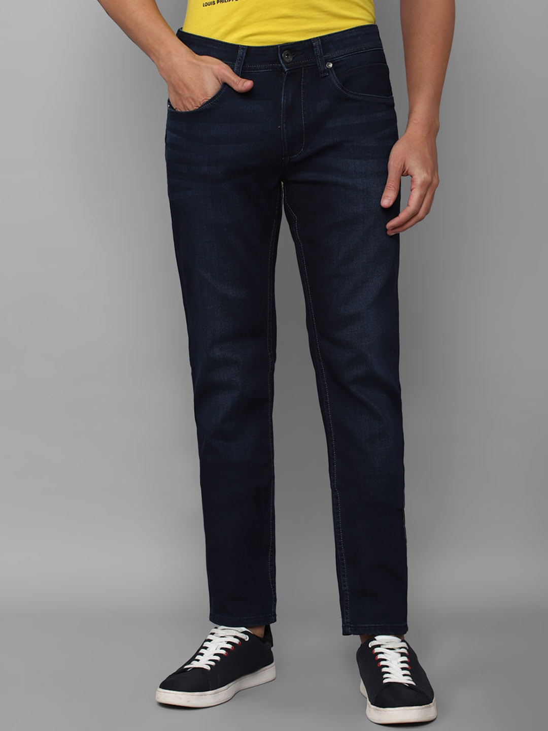 Buy Louis Philippe Jeans Men Navy Blue Slim Fit Cotton Light Fade Jeans Jeans for Men 20929990