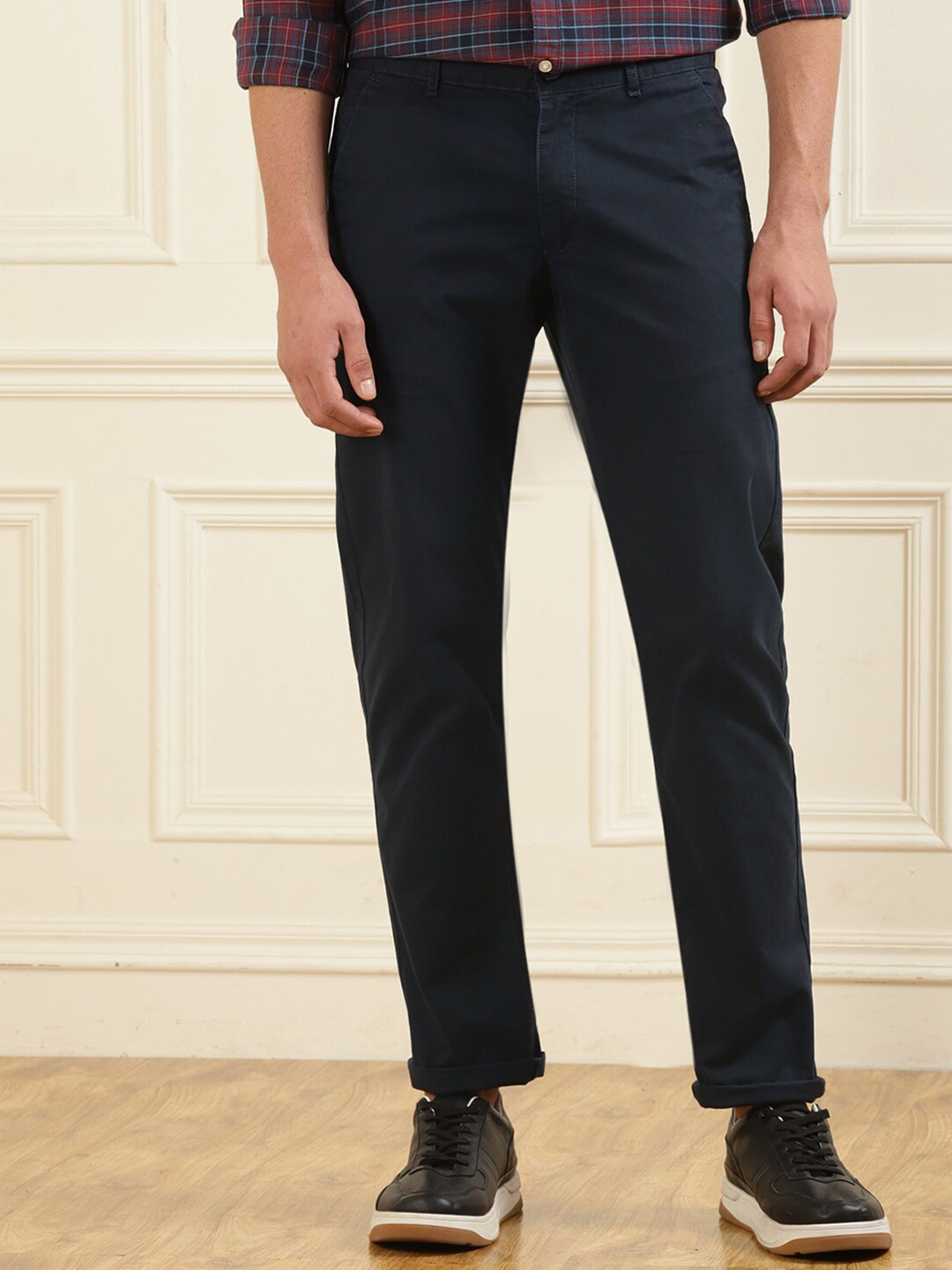 Buy Farah Men Navy Blue Regular Fit Chinos Trousers - Trousers for Men ...