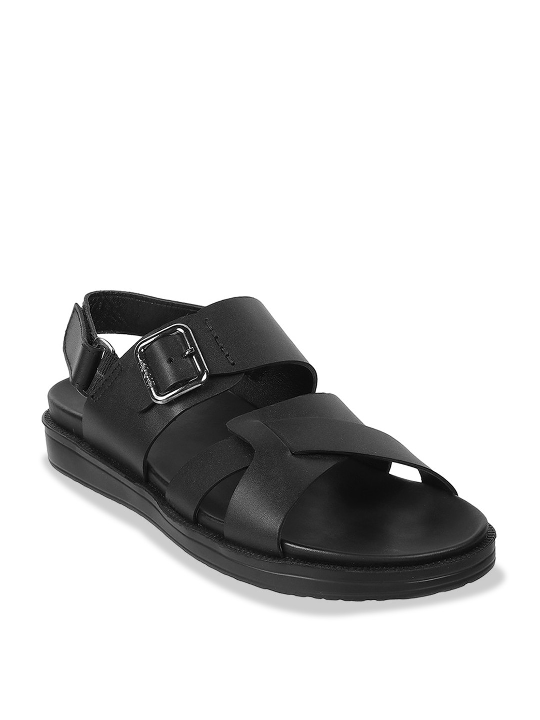 Buy Mochi Men Black Leather Comfort Sandals Sandals for Men 20933328