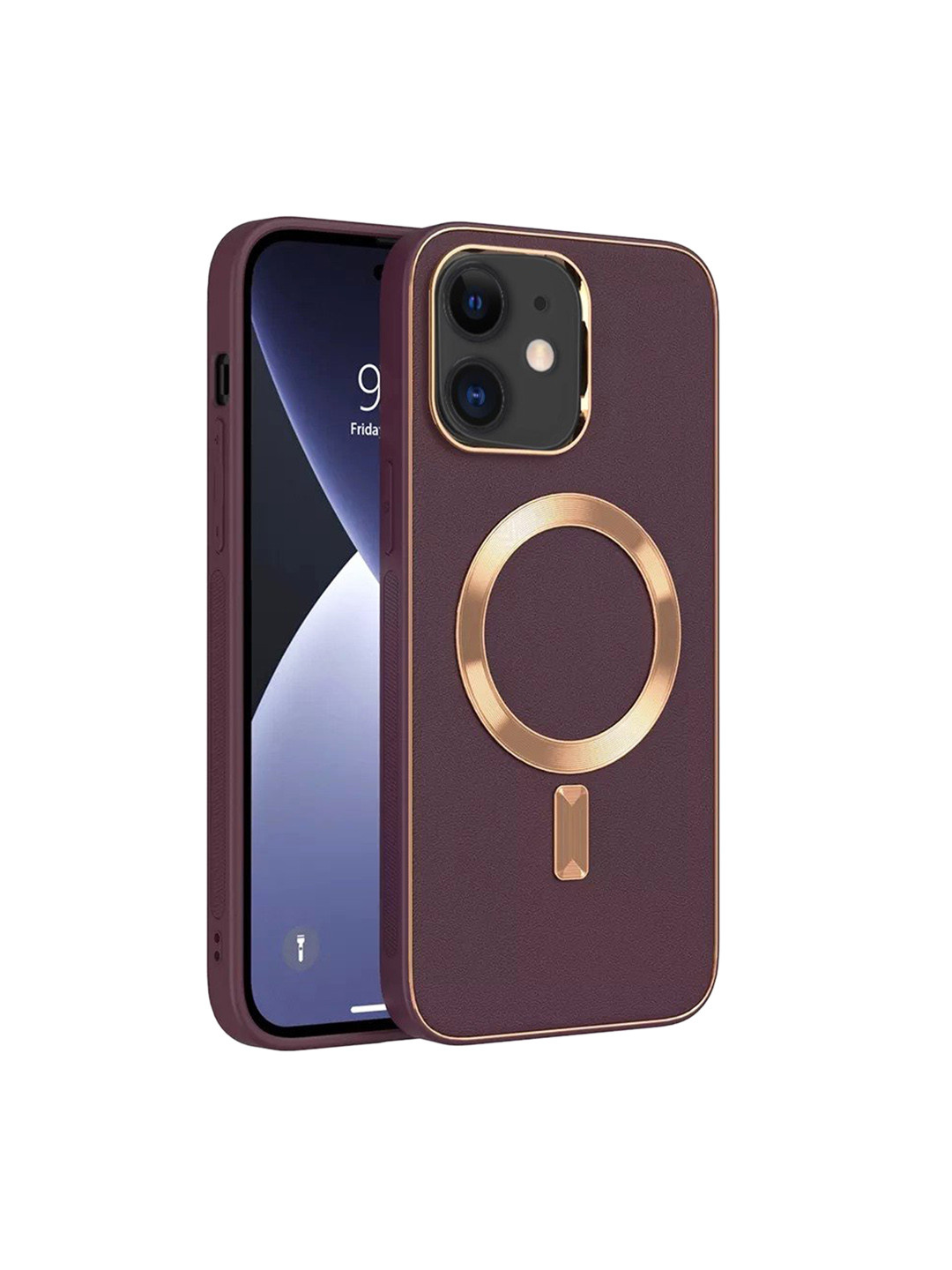 Buy Karwan Red & Golden IPhone 12 Leather Back Case Mobile