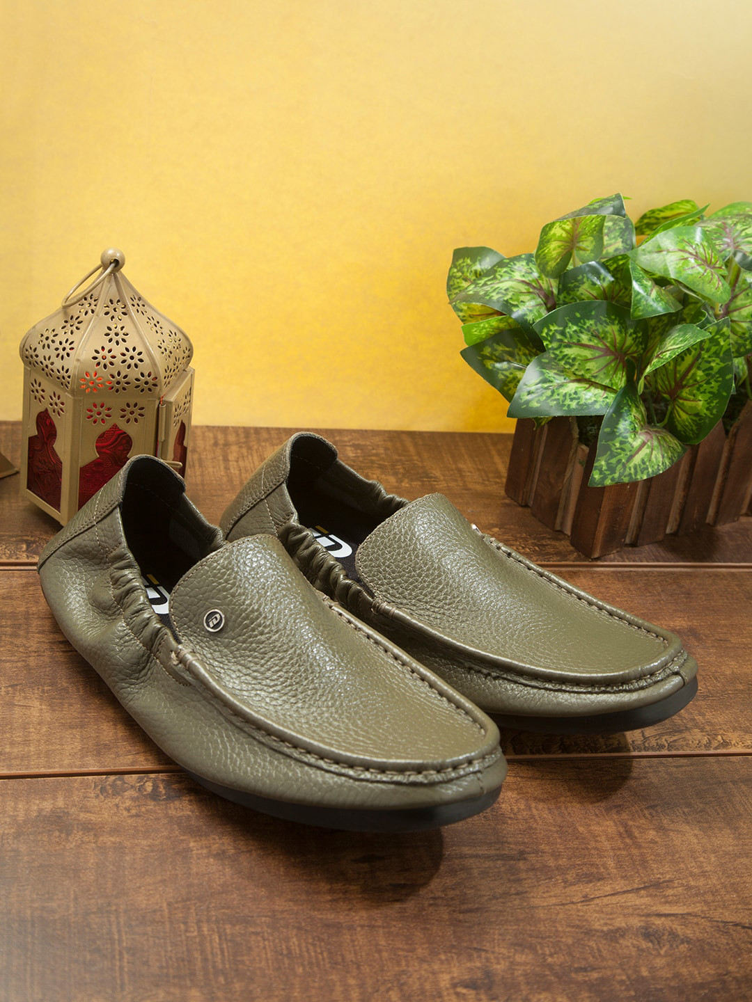 Buy ID Men Olive Green Leather Loafers Casual Shoes for Men 20935344