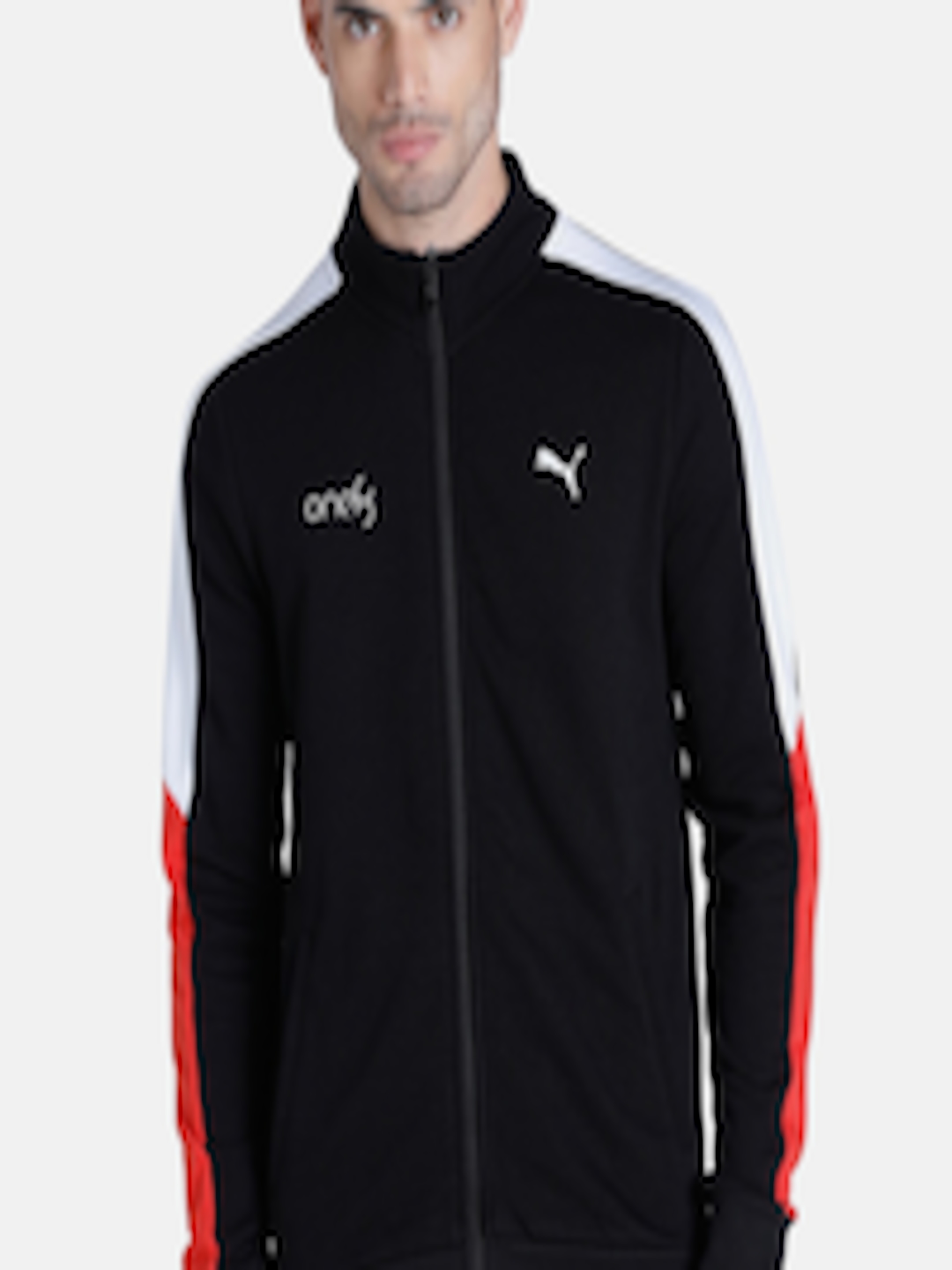 Buy One8 X PUMA Men Black White Colourblocked Outdoor Sporty Jacket ...