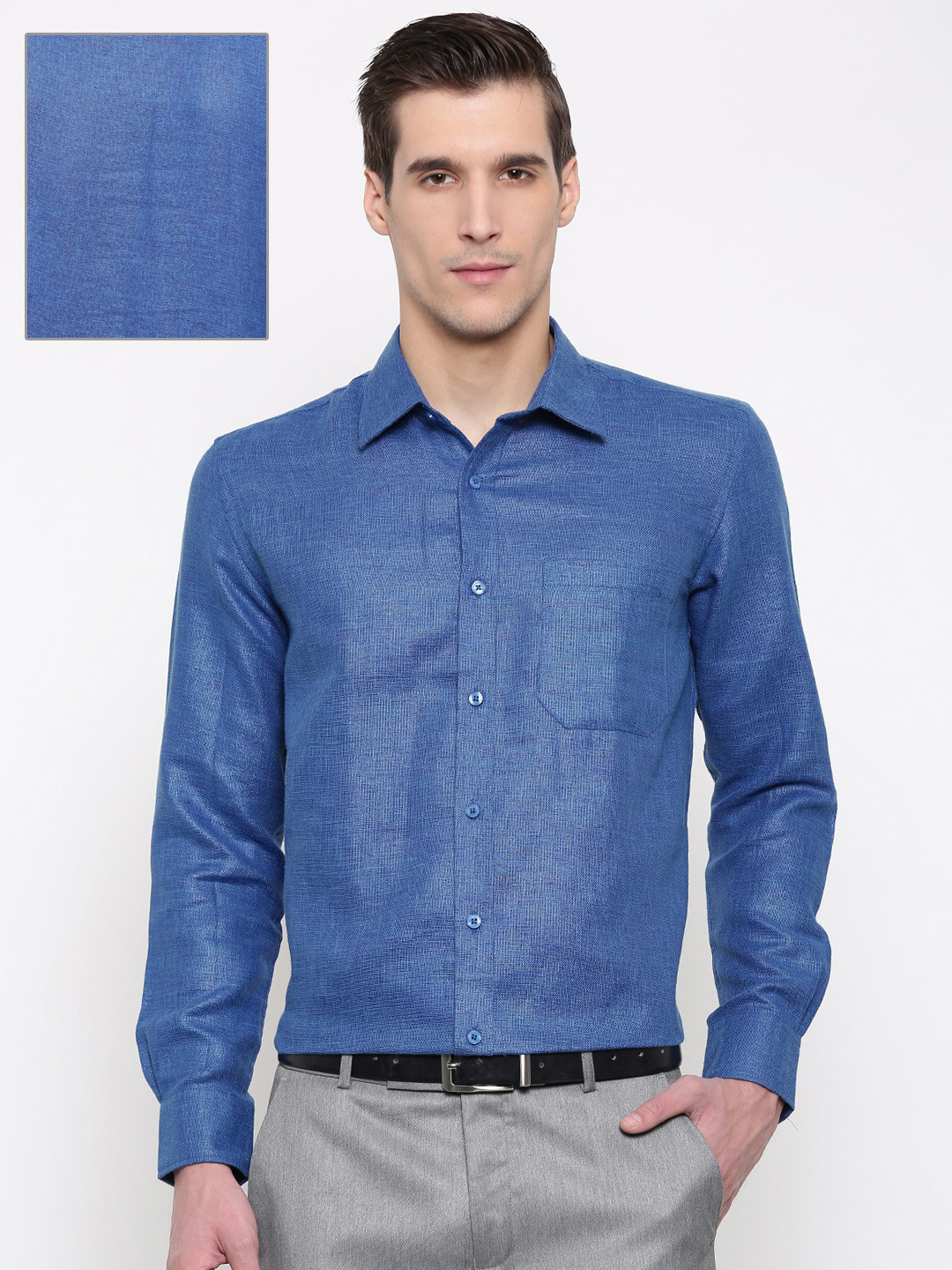 Buy British Club Men Blue Regular Fit Solid Formal Shirt Shirts for