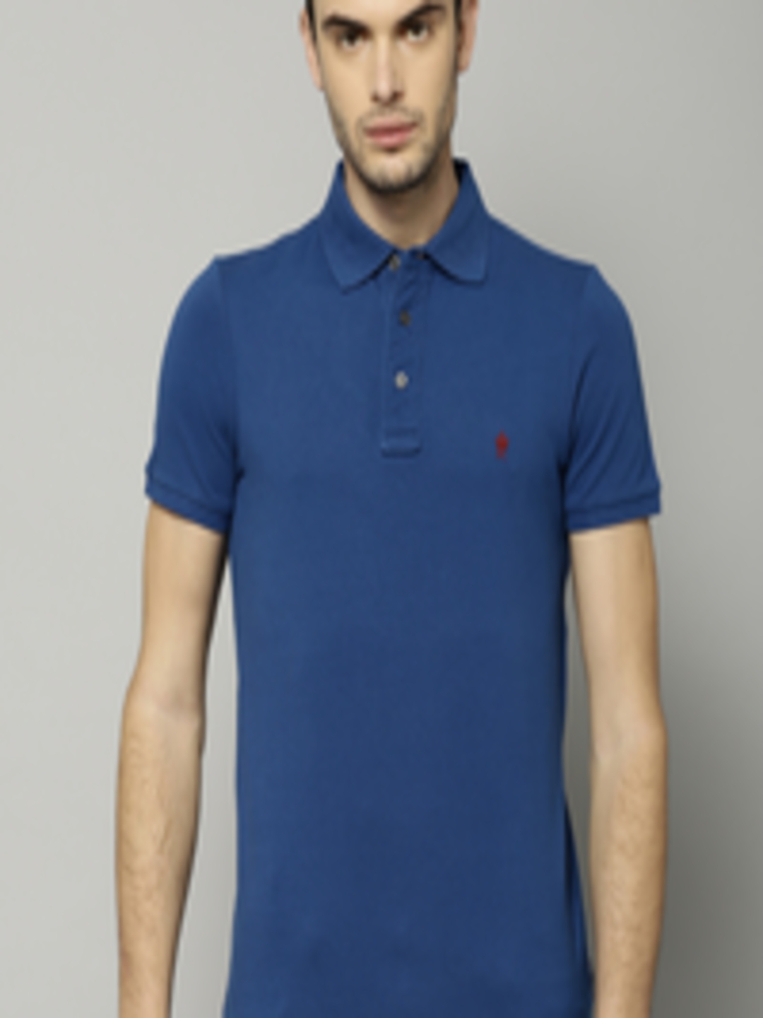 Buy French Connection Men Blue Solid Polo Collar T Shirt - Tshirts for ...