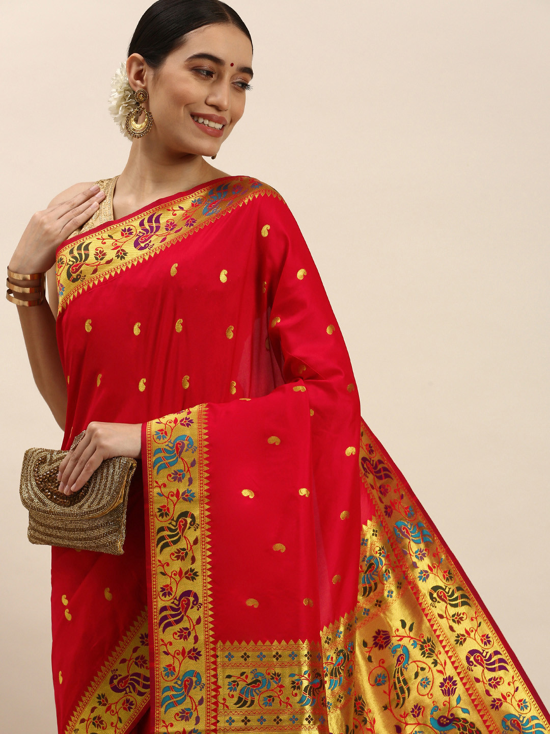 Royal Purple Paithani Silk Saree with Intricate Zari Weaving