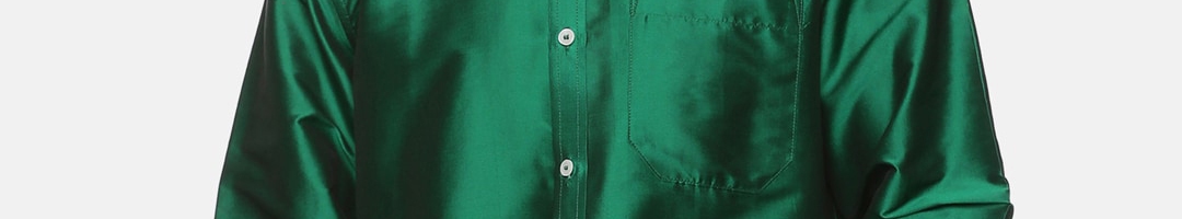 Buy Sethukrishna Men Green Silk Standard Casual Shirt - Shirts for Men ...
