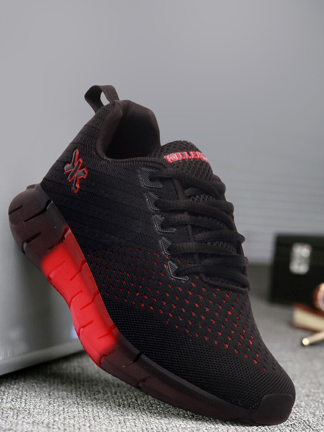 Buy Killer Men Black & Red Solid Textile Running Sports Shoes Sports
