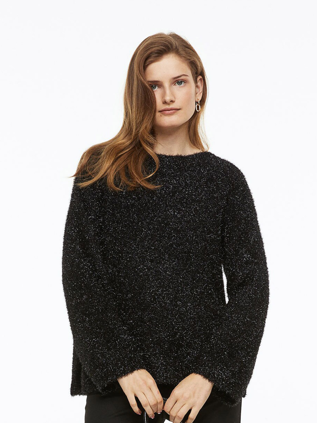 Buy H&M Women Black Oversized Fluffy Jumper Sweaters for Women