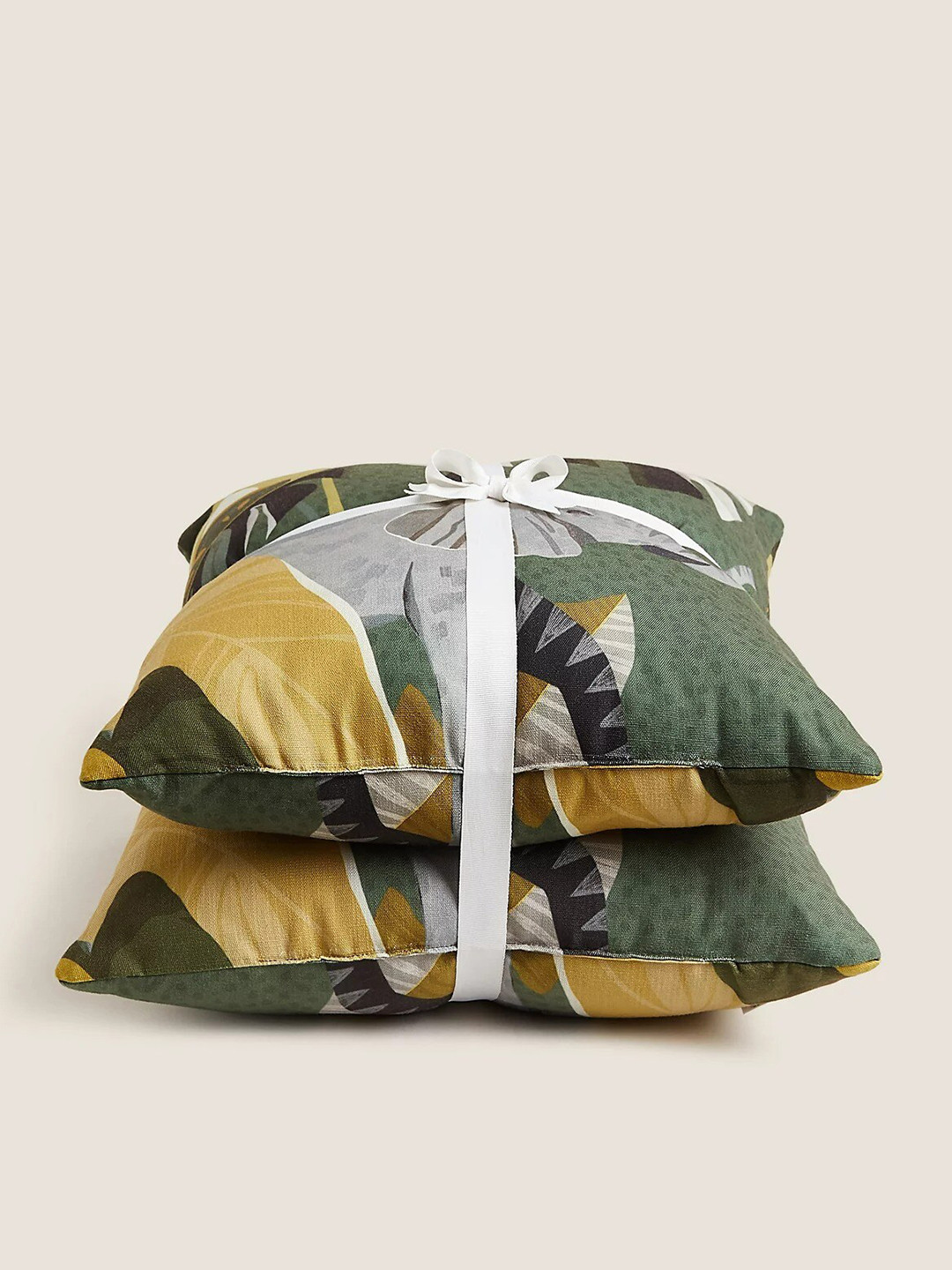 Buy Marks & Spencer Green & Yellow Set Of 2 Out Elep Twin Printed Floor