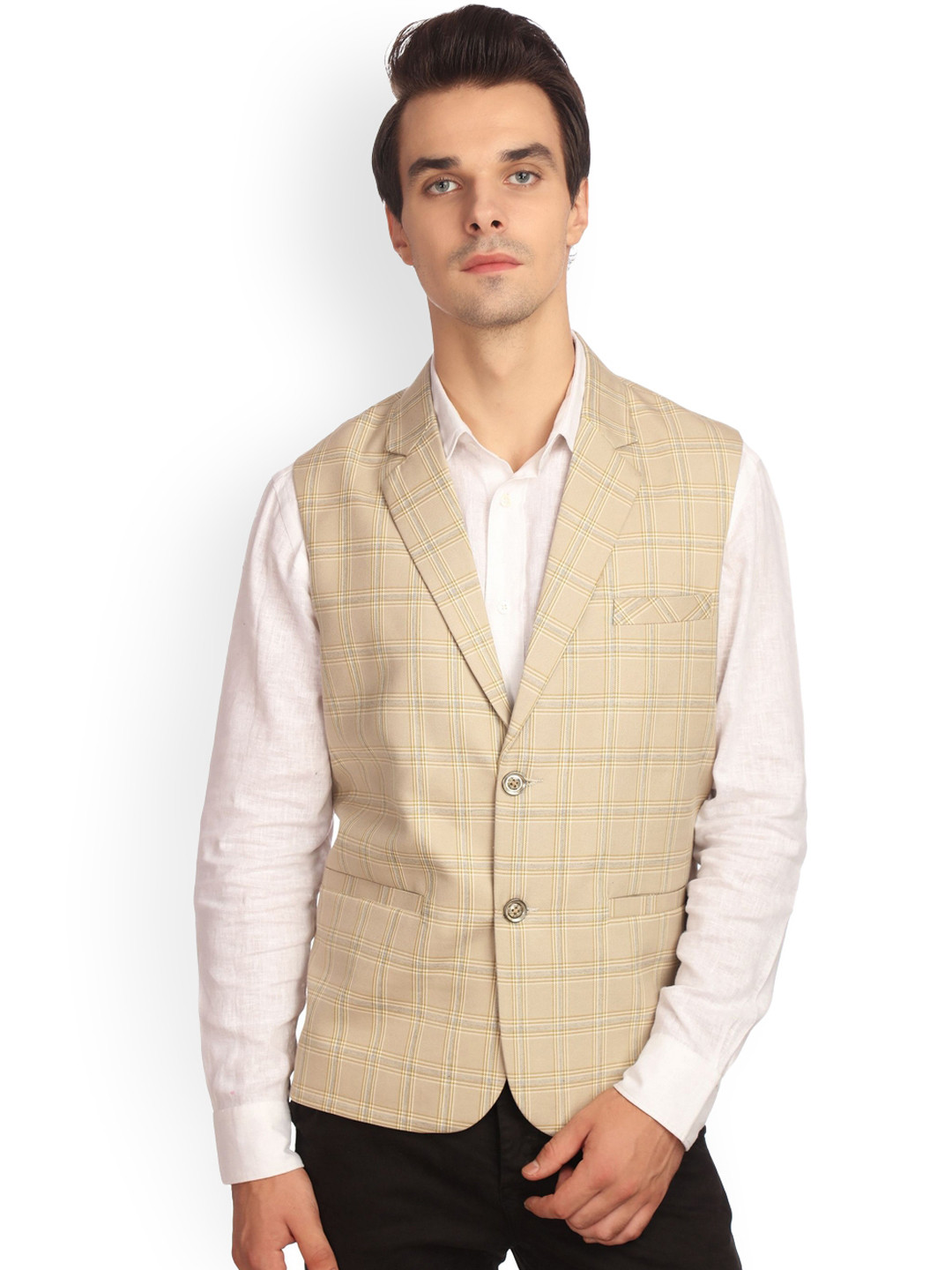 Buy Wintage Beige Checked Waistcoat Waistcoat for Men 2096292 Myntra