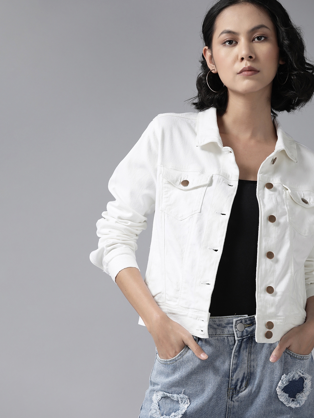 Buy Roadster Women White Denim Jacket Jackets for Women 20965438 Myntra