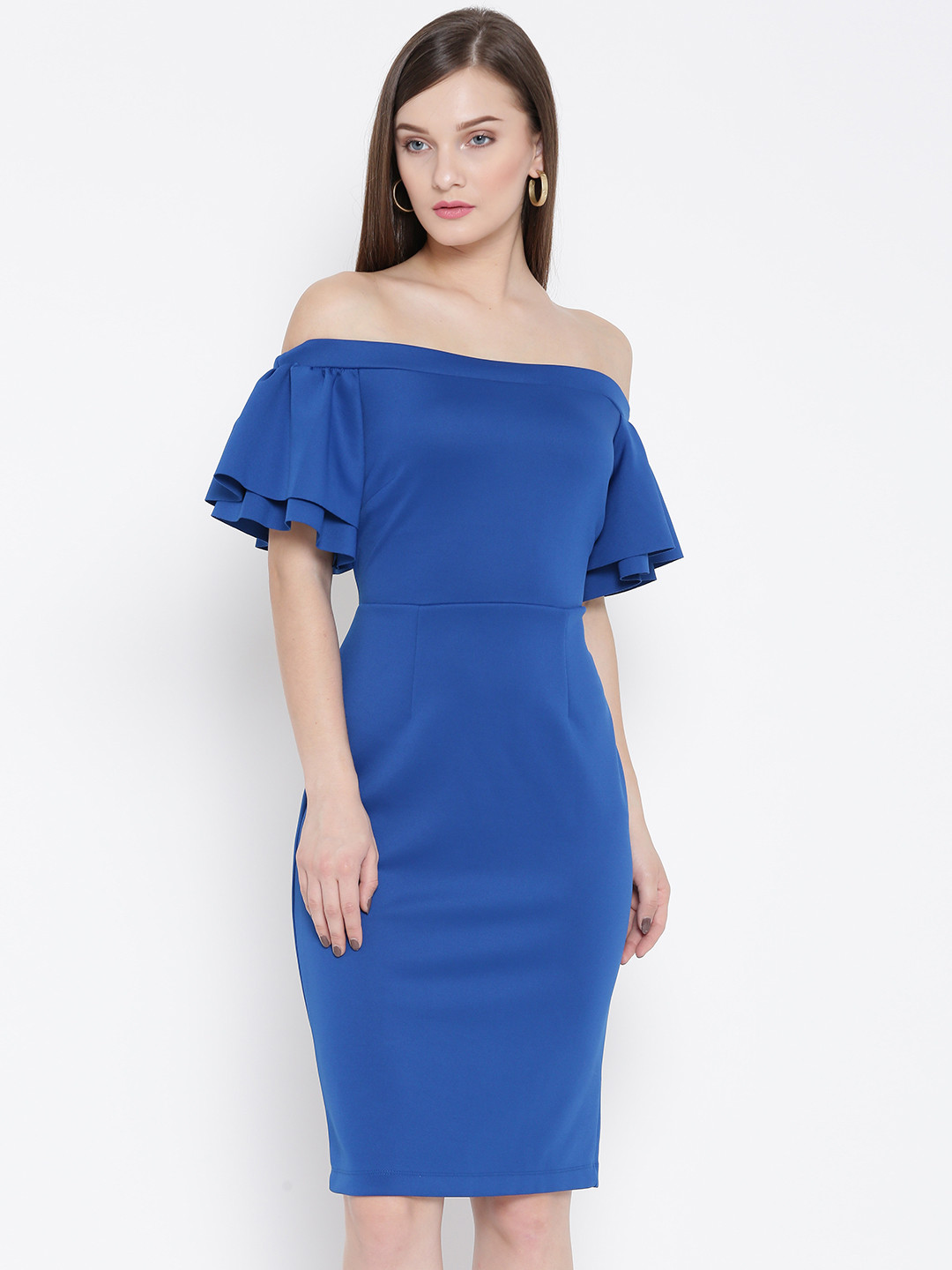 Buy DOROTHY PERKINS Women Blue Solid Off Shoulder Sheath Dress