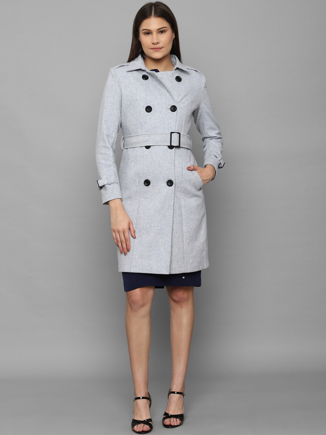 Buy Allen Solly Woman Cotton Longline Pea Coat With Belt Coats for