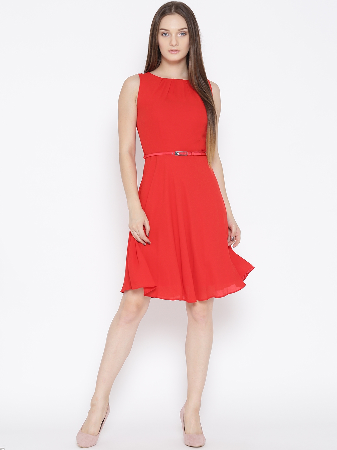 Buy Dorothy Perkins Women Red Solid Fit And Flare Dress Dresses For Women 2096788 Myntra 