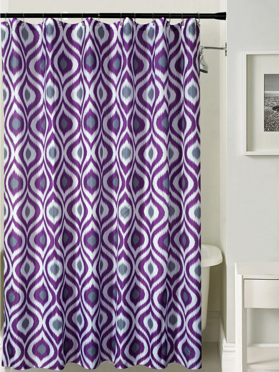 Buy Deco Window Purple & White Single Printed Shower Curtain Shower