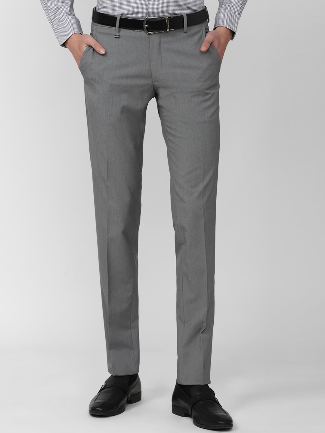 Buy Van Heusen Men Grey Slim Fit Trousers - Trousers for Men 20971656 ...