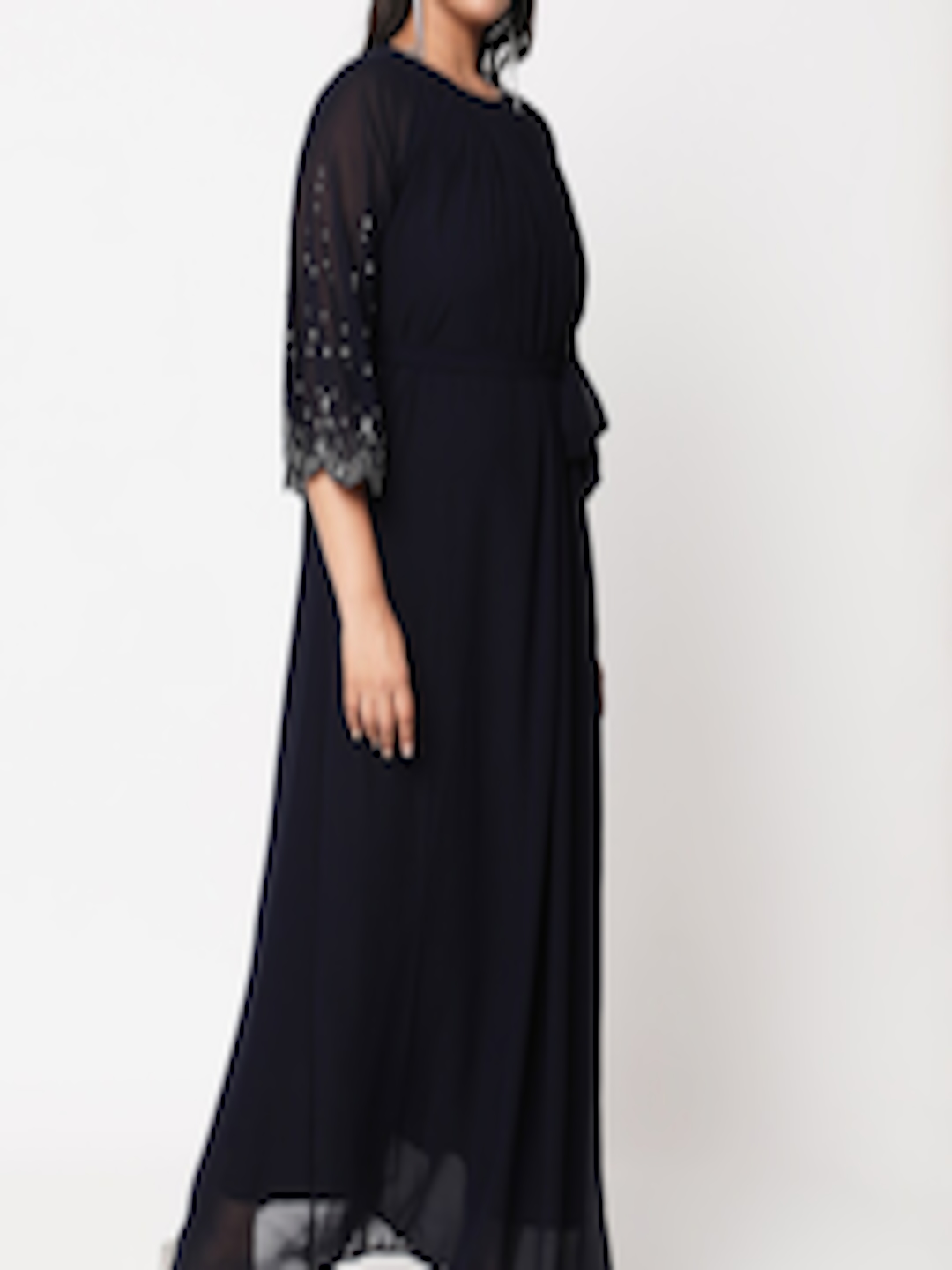 Buy Curves By MISH Navy Blue Plus Size Georgette Maxi Dress - Dresses ...