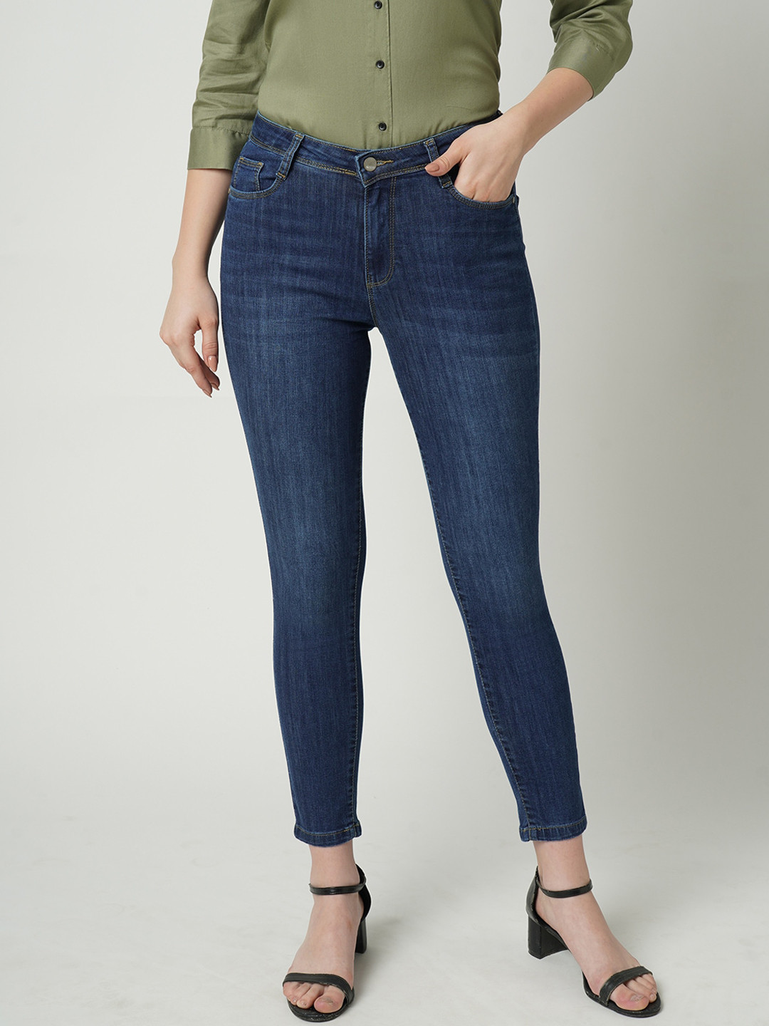 Buy Kraus Jeans Women Blue Skinny Fit High Rise Light Fade Jeans ...