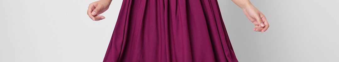 Buy DRESSAR Maroon Ethnic Motifs Printed Maxi Dress - Ethnic Dresses ...