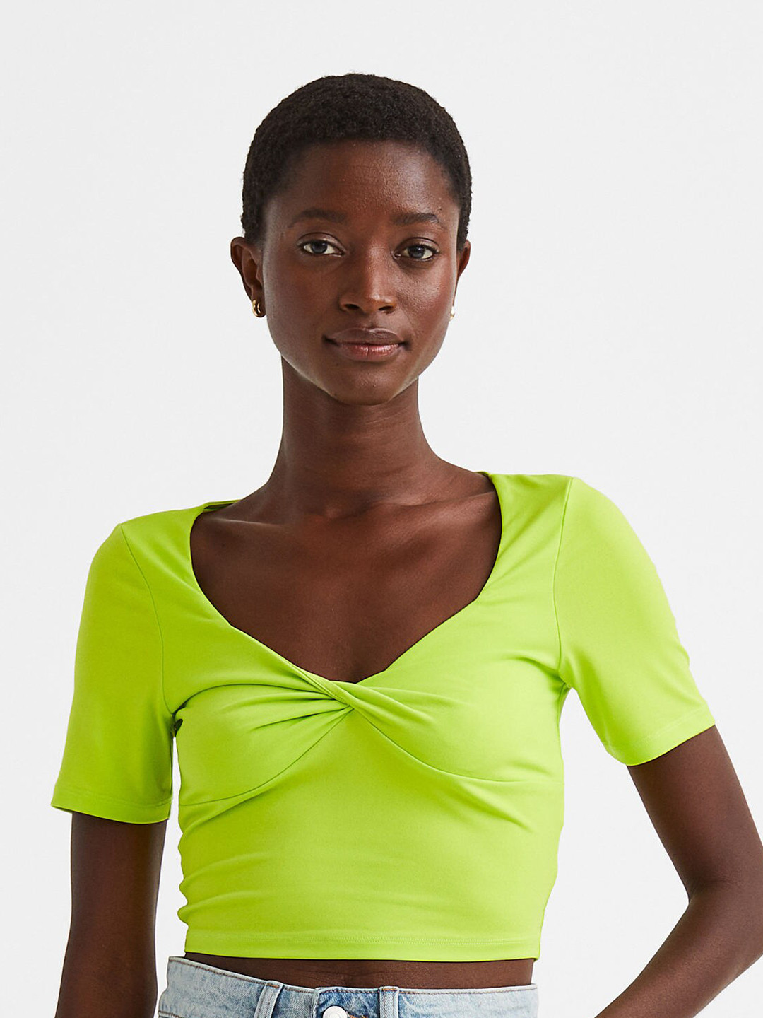 Buy H&M Green Twisted Detail Cropped Top Tops for Women 20982320 Myntra