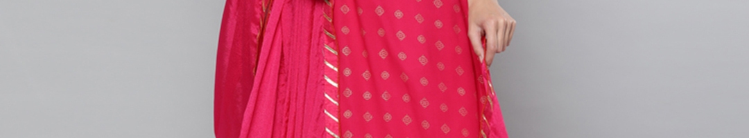 Buy Kvsfab Women Pink Ethnic Motifs Embroidered Thread Work Kurta With ...