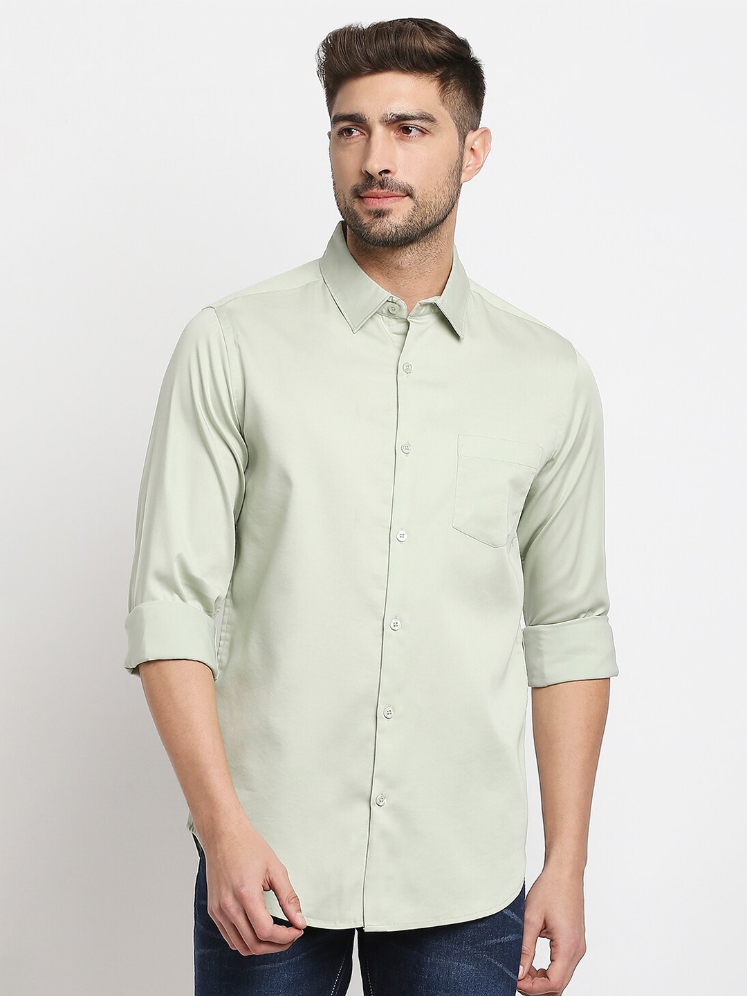 Buy VALEN CLUB Men Lime Green Slim Fit Formal Shirt - Shirts for Men ...