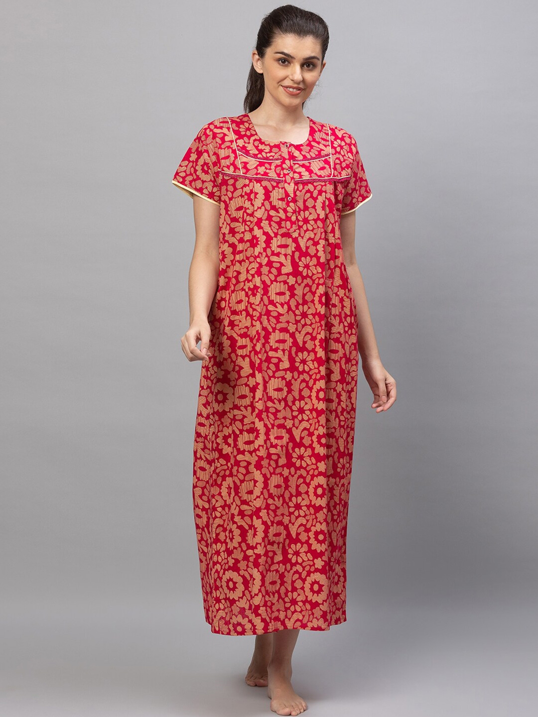 Buy AV2 Red Printed Maxi Nightdress - Nightdress for Women 20990862 ...