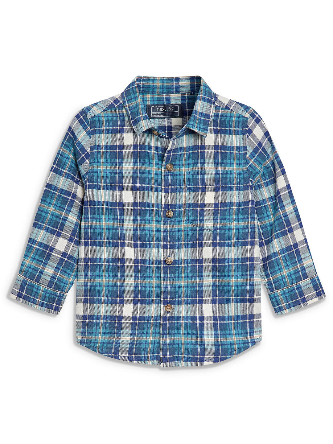 Buy Next Boys Blue & Grey Slim Fit Checked Casual Shirt Shirts for