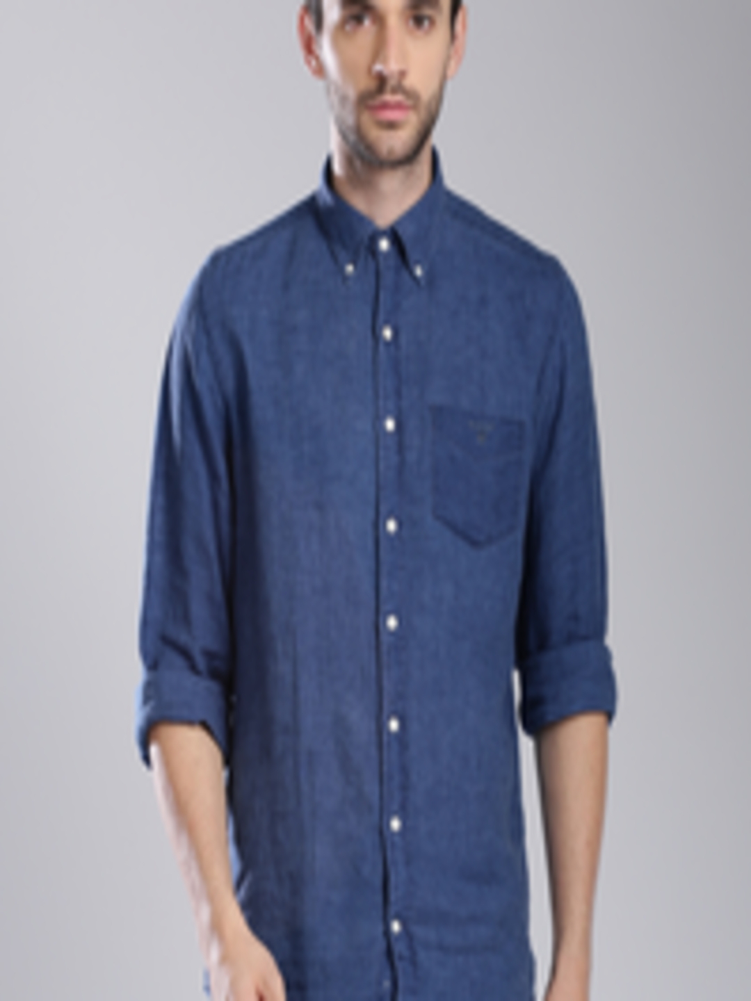 Buy GANT Men Blue Regular Fit Linen Casual Shirt - Shirts for Men ...