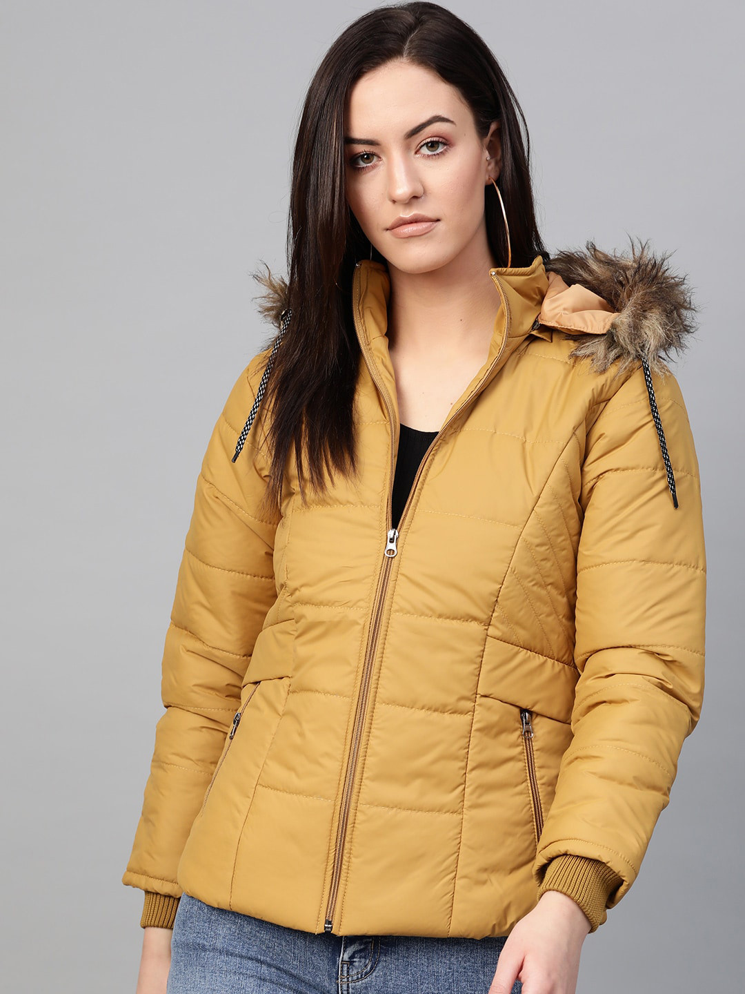 Buy VOXATI Women Mustard Yellow Parka Jacket Jackets for Women