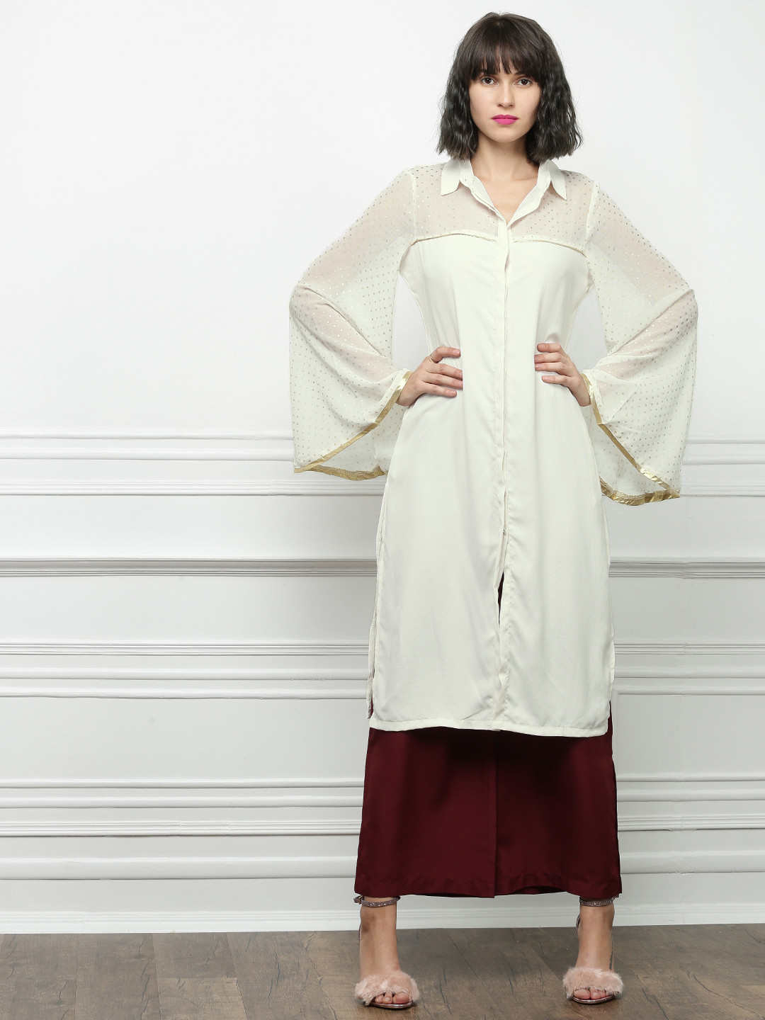 Buy All About You Women Cream Coloured Printed A Line Kurta Kurtas