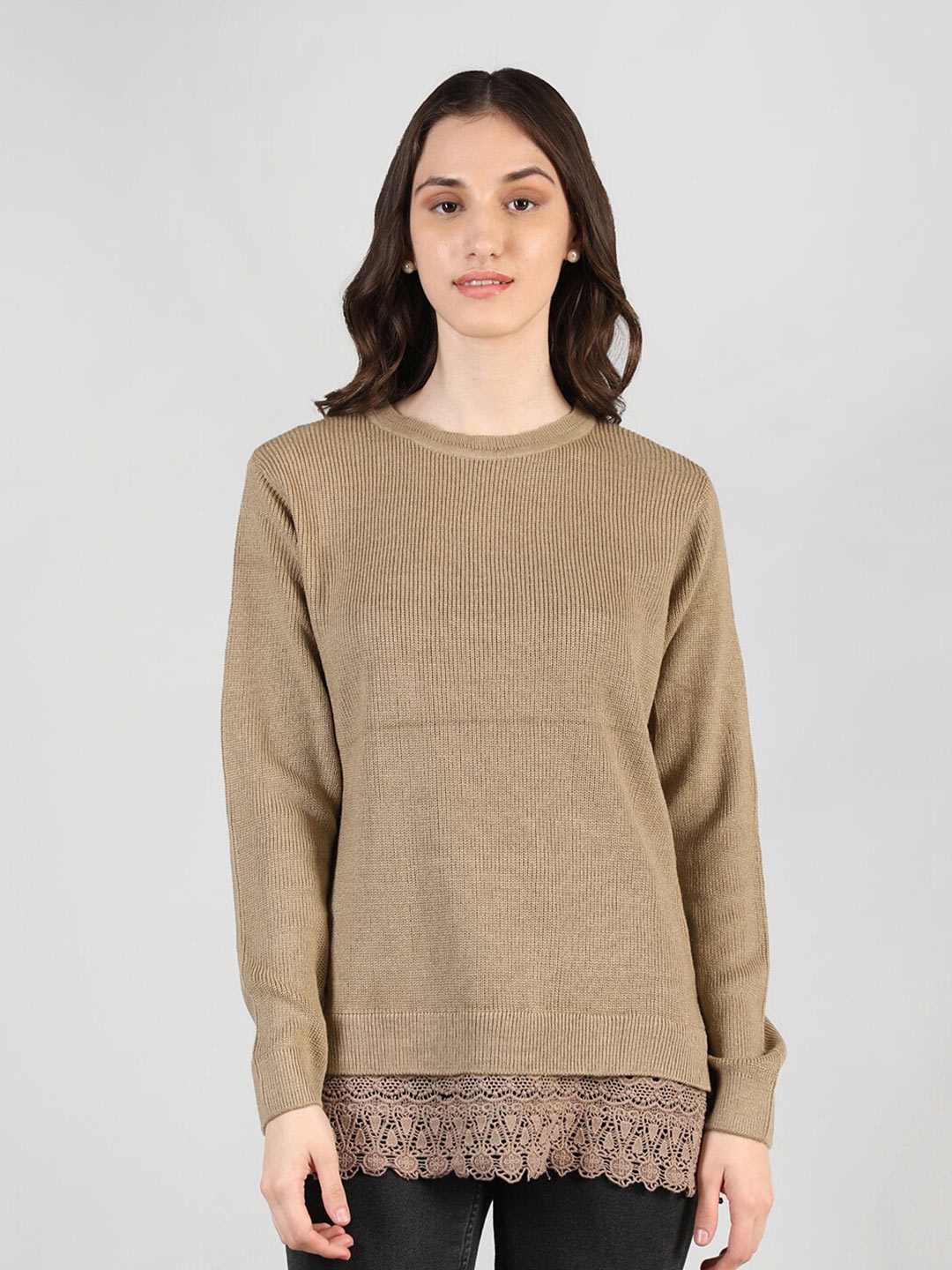 Buy CHKOKKO Round Neck Ribbed Woollen Pullover - Sweaters for Women ...