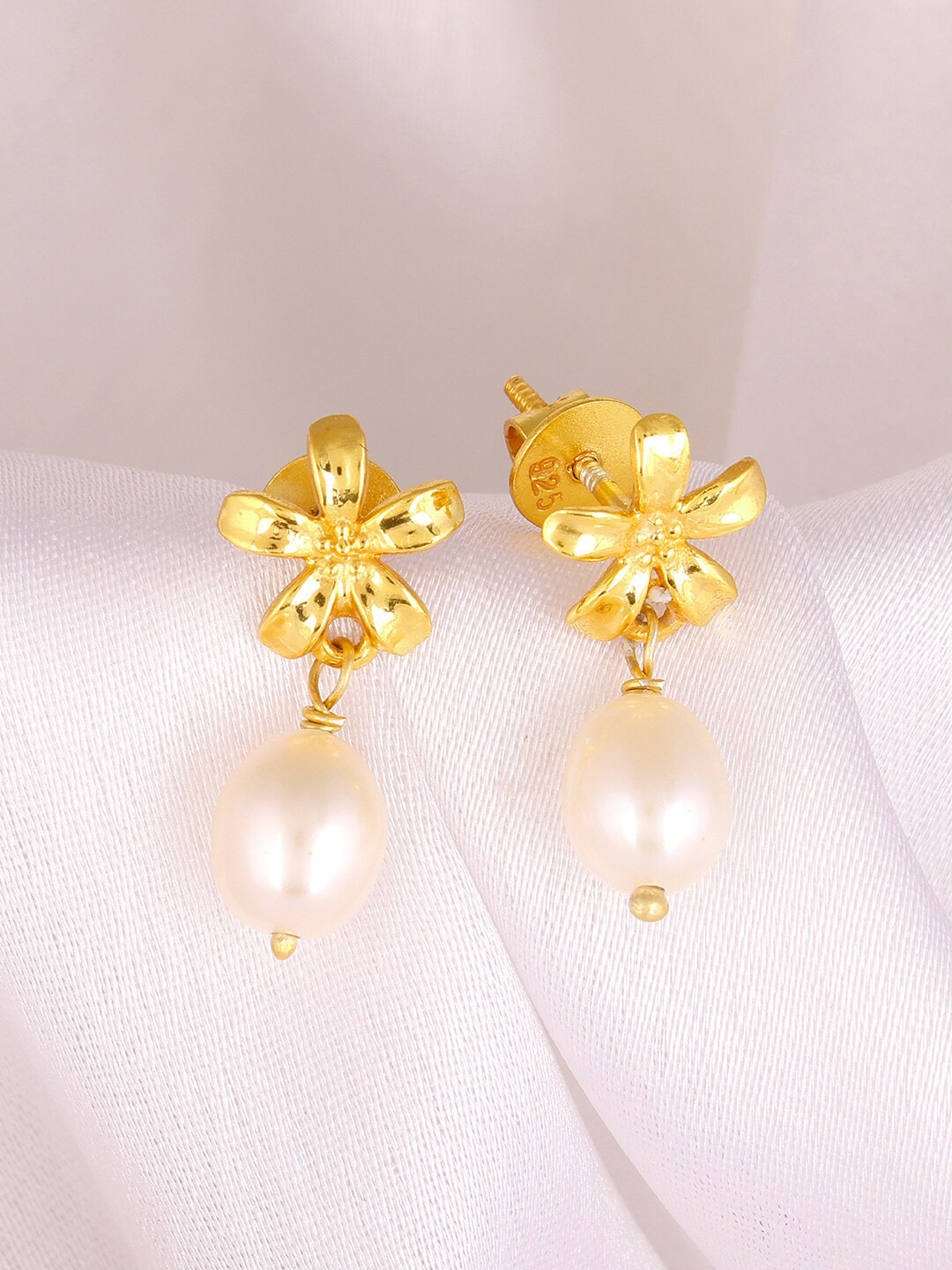 Buy GIVA Gold Toned Contemporary Drop Earrings Earrings for Women
