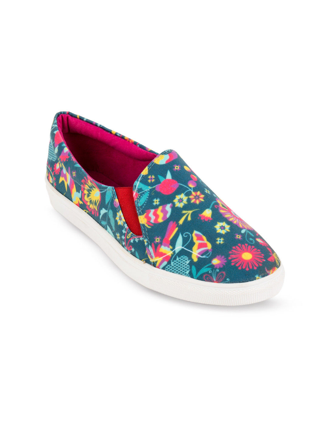 Buy Chumbak Women Teal Blue Printed Slip On Sneakers Casual Shoes for