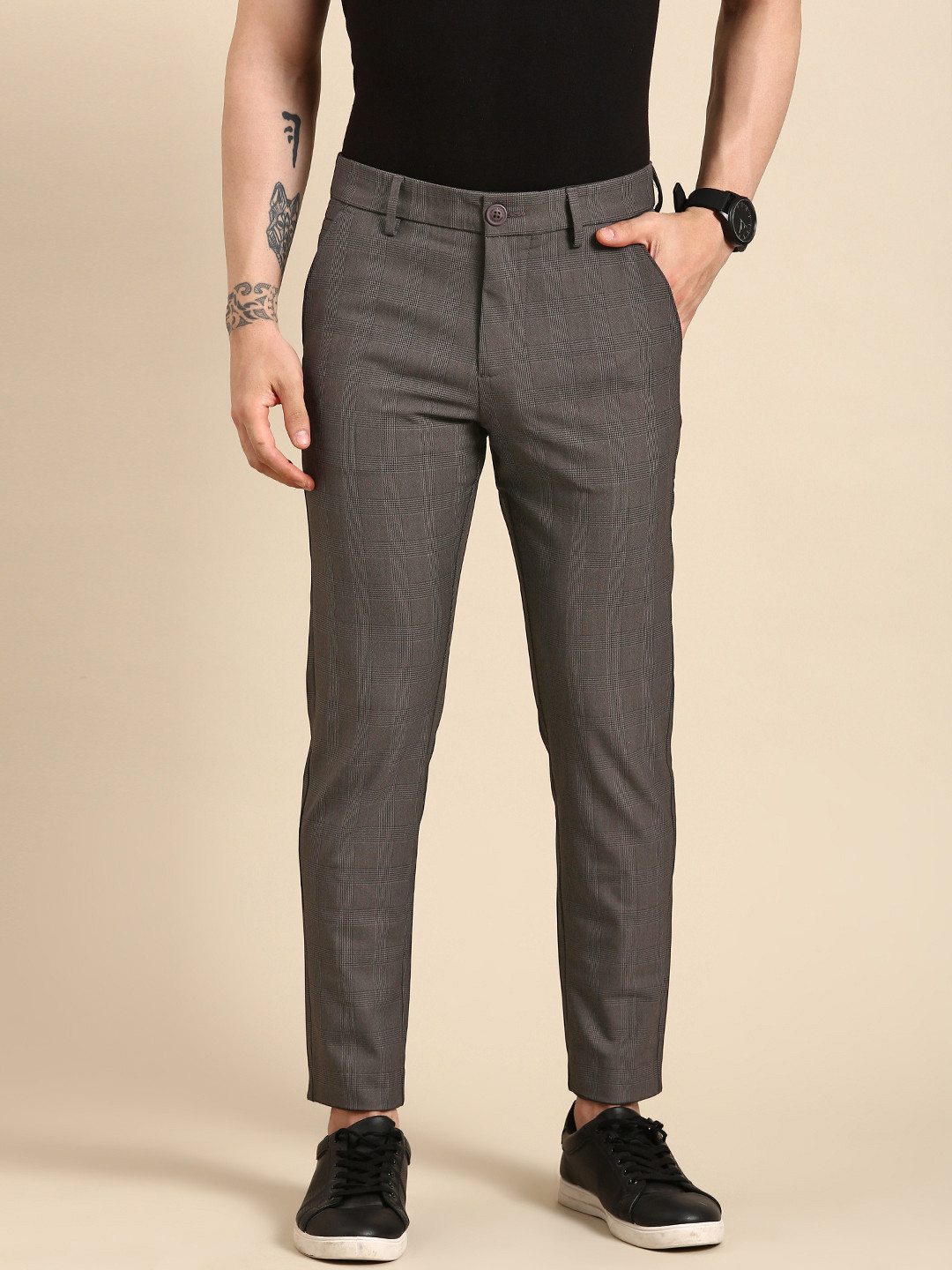 Grey Easy Fit Chinos For Men By Being Human Clothing