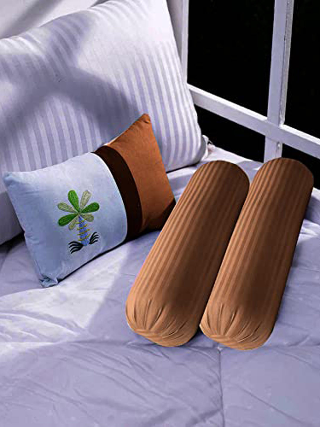 Buy JDX Brown Set Of 2 Striped Bolsters Bolsters for Unisex 21024418 Myntra