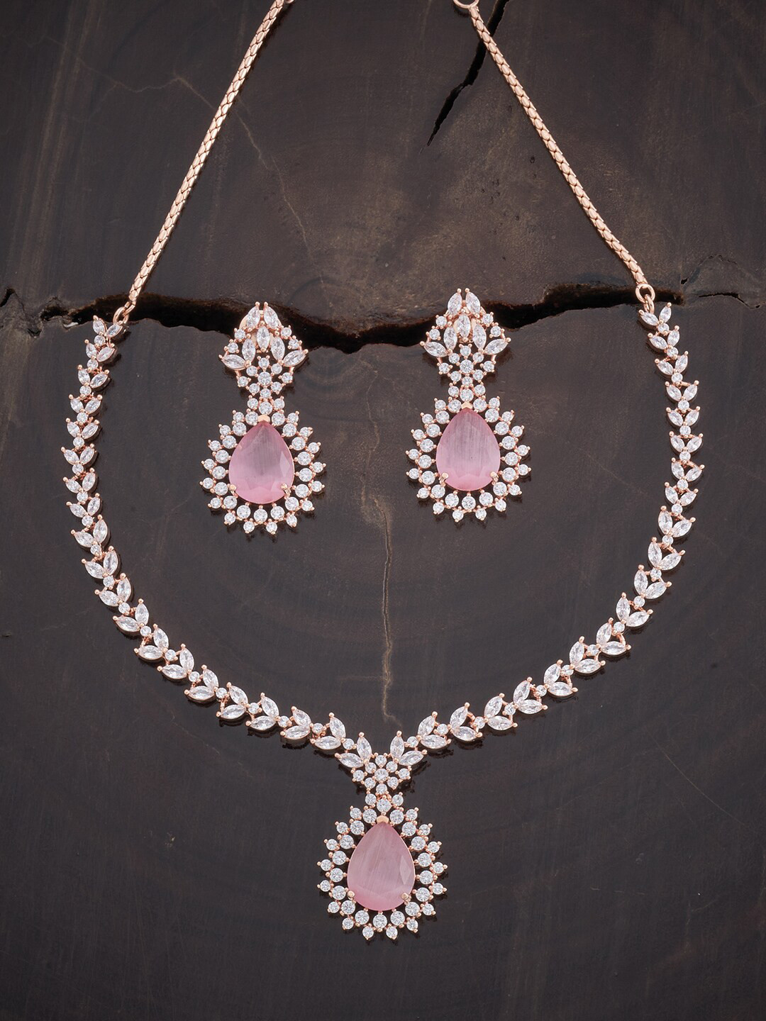 Buy Kushal's Fashion Jewellery Rose Gold Plated CZ Stone Studded