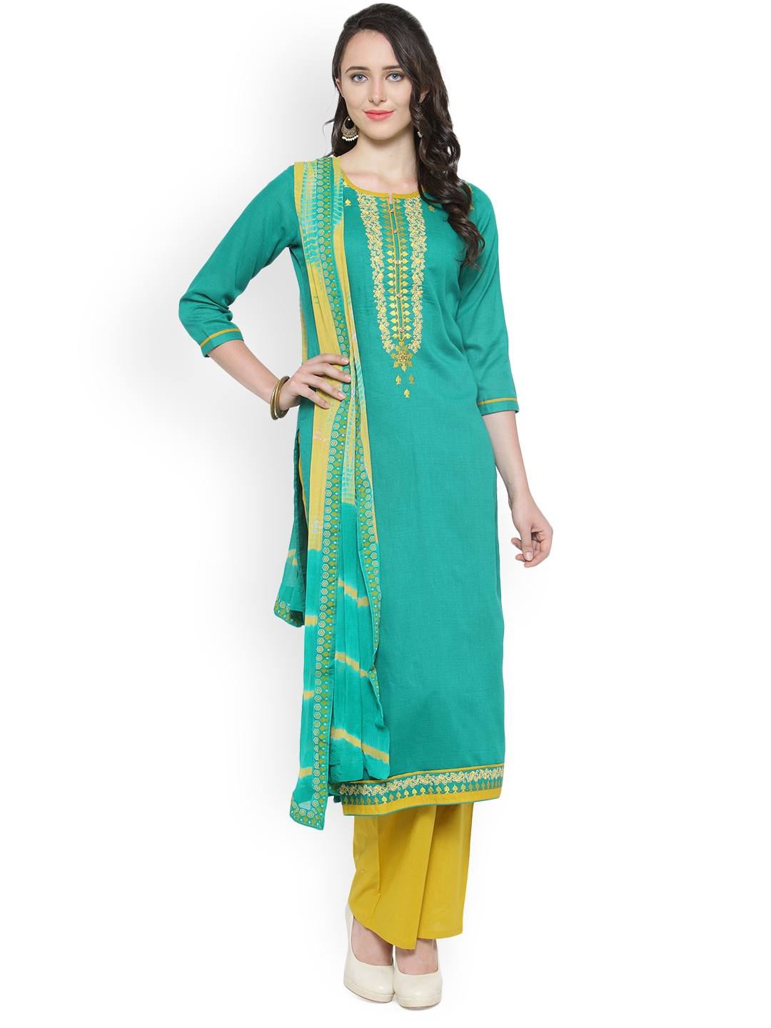 myntra unstitched churidar materials