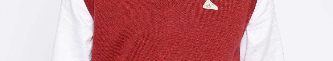 Buy Monte Carlo Men Red Solid Woollen Sweater Vest - Sweaters for Men ...