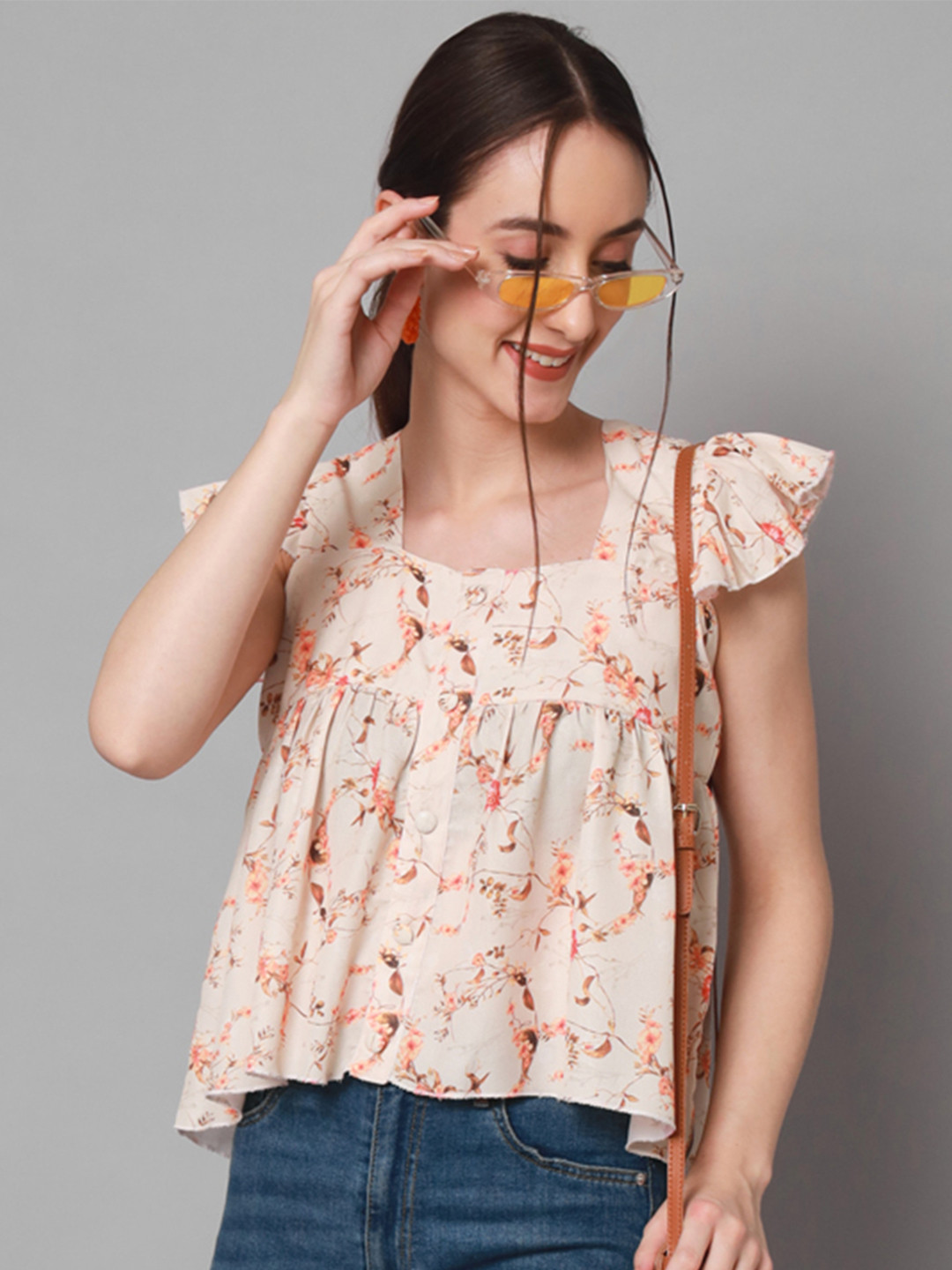 Buy ADDYVERO Floral Print Ruffles Top - Tops for Women 21040302 | Myntra