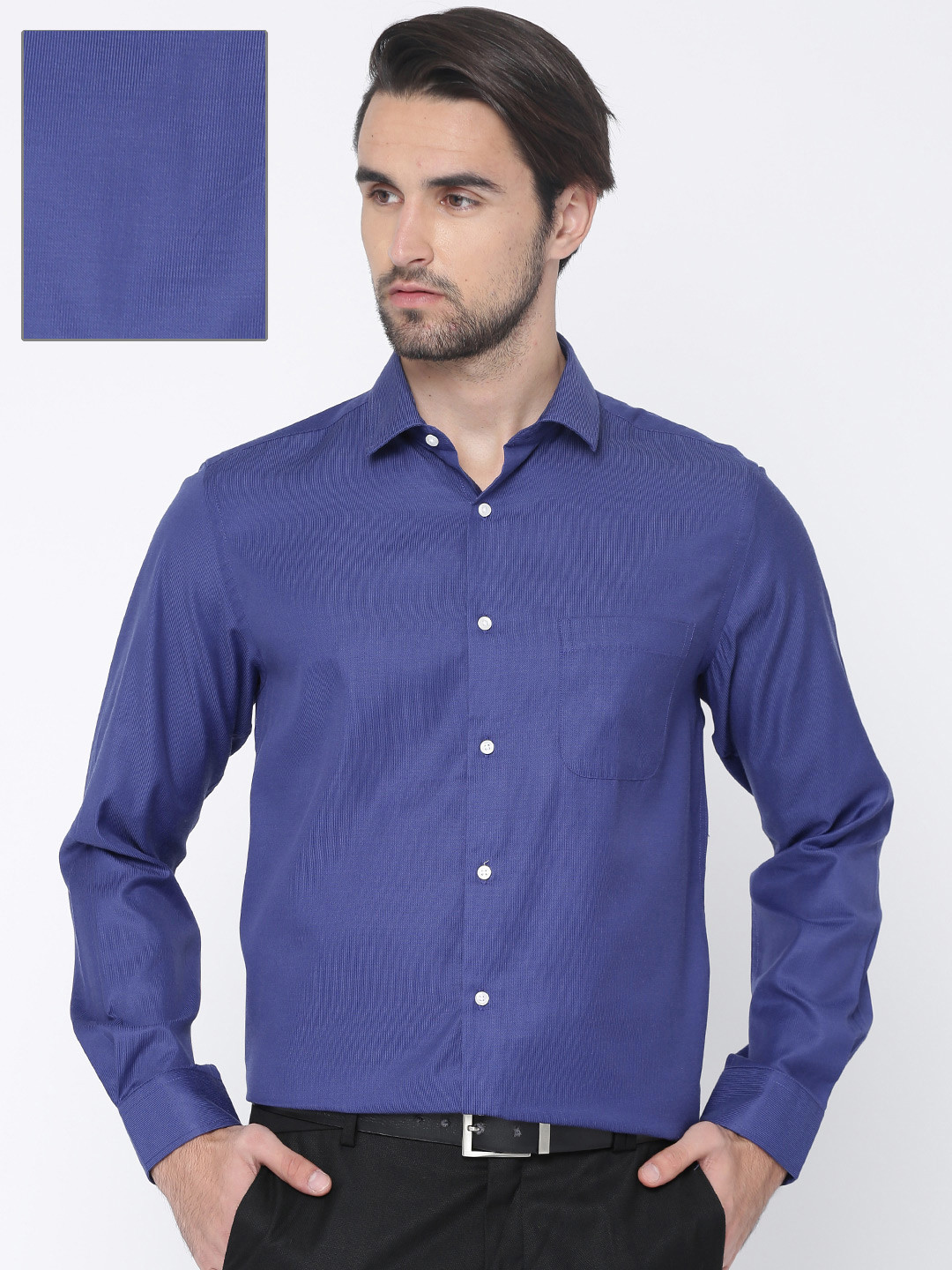 Buy Peter England Men Navy Nuvo Fit Self Striped Formal Shirt Shirts