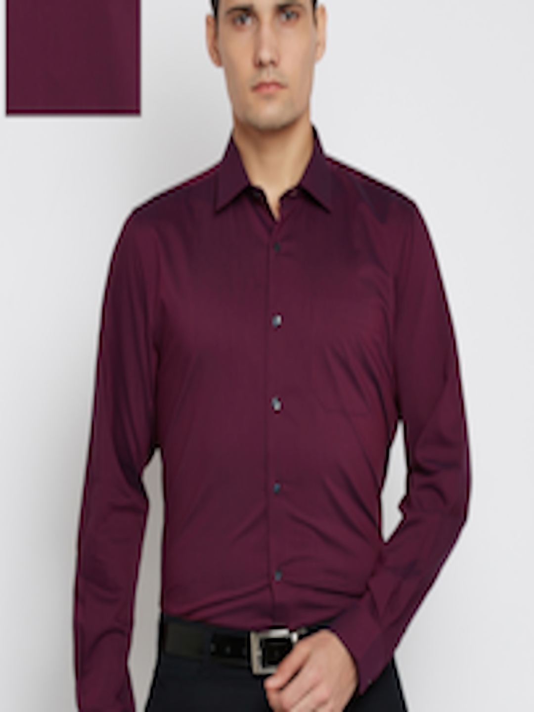 Buy Peter England Men Burgundy Slim Fit Solid Formal Shirt - Shirts for ...