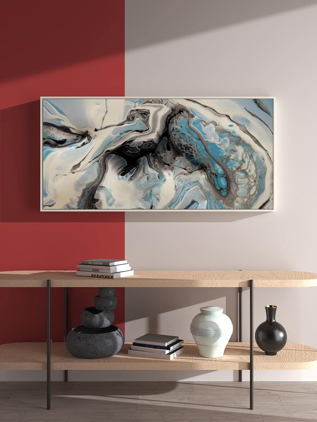 Buy Art Street Blue & White Abstract Digital Wall Art Wall Art for