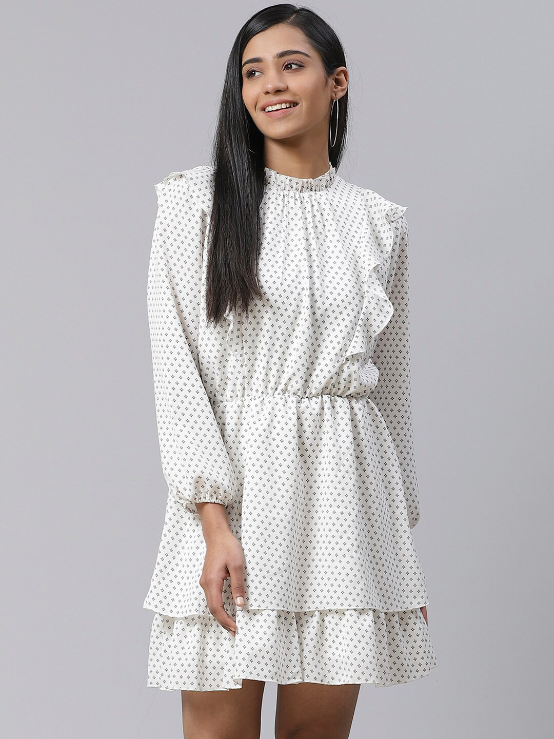 Buy Ives Geometric Printed Flared Layered Dress Dresses for Women